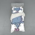 thumbnail image 1 of Ambesonne Cartoon Bedding Set 3 Pcs, Rabbit Mascot Animal, Twin XL, Grey Pink White, 1 of 3