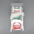 thumbnail image 1 of Ambesonne Cartoon Bedding Set 3 Pcs, Sea Animals Theme, Twin, Orange Teal, 1 of 3