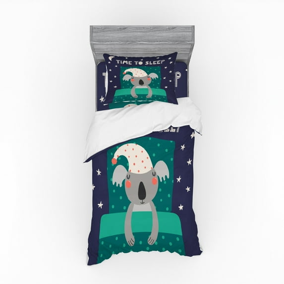 Ambesonne Cartoon Bedding Set 3 Pcs, Sleeping Fluffy Koala Bear, Twin XL, Multicolor