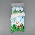 thumbnail image 1 of Ambesonne Cartoon Bedding Set 3 Pcs, Spring Landscape with Bike, Twin XL, Multicolor, 1 of 3