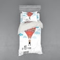 thumbnail image 1 of Ambesonne Cartoon Bedding Set 3 Pcs, Words Hot Air Balloon, Twin, Coral Sky Blue, 1 of 3