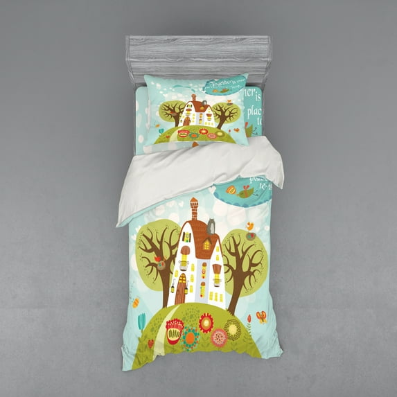 Ambesonne Cartoon Bedding Set 3 Pcs, Words, Twin XL, Multicolor