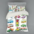 thumbnail image 1 of Ambesonne Cartoon Bedding Set 4 Pcs, Cheerful Transportation, Queen, Multicolor, 1 of 2