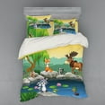 thumbnail image 1 of Ambesonne Cartoon Bedding Set 4 Pcs, Colorful Scene of Animals, Queen, Lime Green and Multicolor, 1 of 3