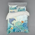 thumbnail image 1 of Ambesonne Cartoon Bedding Set 4 Pcs, Dolphin Ocean, Queen, Multicolor, 1 of 3