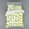 thumbnail image 1 of Ambesonne Cartoon Bedding Set 4 Pcs, Frogs Different Poses, Queen, Green Yellow Red, 1 of 2