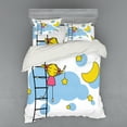 thumbnail image 1 of Ambesonne Cartoon Bedding Set 4 Pcs, Girl Ladder with Star, Queen, Yellow Blue, 1 of 2