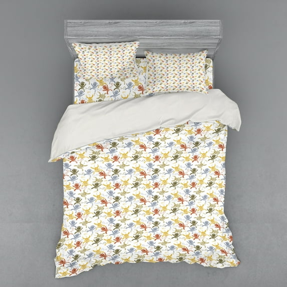Ambesonne Cartoon Bedding Set 4 Pcs, Hand Drawn Monkey, Queen, Multicolor