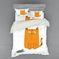 thumbnail image 1 of Ambesonne Cartoon Bedding Set 4 Pcs, Kitty Fun Humor, Queen, Marigold Grey, 1 of 2