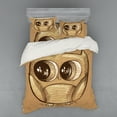 thumbnail image 1 of Ambesonne Cartoon Bedding Set 4 Pcs, Owl Big Eyes, Queen, Pale Brown, 1 of 2