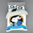 thumbnail image 1 of Ambesonne Cartoon Bedding Set 4 Pcs, Rabbit Bunny, Queen, Blue White Earth Yellow, 1 of 3