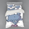 thumbnail image 1 of Ambesonne Cartoon Bedding Set 4 Pcs, Rabbit Mascot Animal, Queen, Grey Pink White, 1 of 3