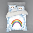 thumbnail image 1 of Ambesonne Cartoon Bedding Set 4 Pcs, Rainbow Fluffy Clouds, Queen, Pale Blue Yellow, 1 of 3