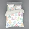 thumbnail image 1 of Ambesonne Cartoon Bedding Set 4 Pcs, Robots Performing Tasks, Queen, Multicolor, 1 of 3