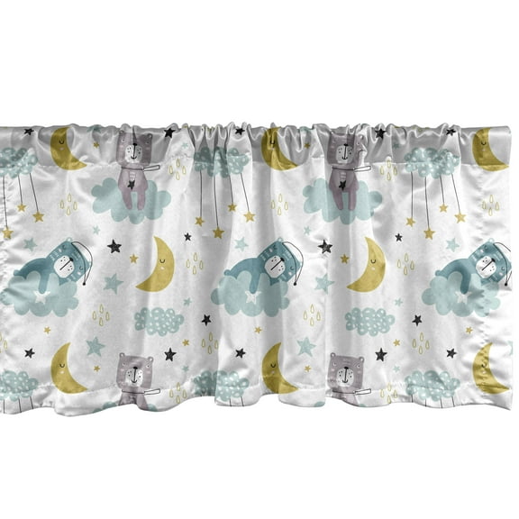 Ambesonne Cartoon Cartoon Window Valance, Bears Clouds, 42" x 12", Multicolor