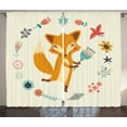 thumbnail image 1 of Ambesonne Cartoon Curtains 2 Panel Set, Animal with Floral, 108" x 90", Almond Green Eggshell, 1 of 3