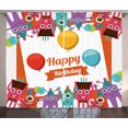 thumbnail image 1 of Ambesonne Cartoon Curtains 2 Panel Set, Birthday Party with Animals, 108" x 84", Multicolor, 1 of 3