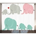 thumbnail image 1 of Ambesonne Cartoon Curtains 2 Panel Set, Family Love Theme, 108" x 63", Pale Pink Seafoam Grey, 1 of 3