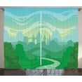 thumbnail image 1 of Ambesonne Cartoon Curtains 2 Panel Set, Fantasy Morning, 108" x 63", Pale Green Fern Green, 1 of 3