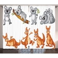 thumbnail image 1 of Ambesonne Cartoon Curtains 2 Panel Set, Kangaroos Koalas, 108" x 84", Brown Grey, 1 of 3