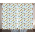 thumbnail image 1 of Ambesonne Cartoon Curtains 2 Panel Set, Sun Ribbon Teddy Bear Art, 108" x 90", Pale Blue Cinnamon, 1 of 3