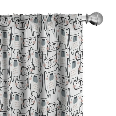 Ambesonne Cartoon Curtains, Bear Animal, Pair of 28"x63", Multicolor