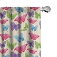 thumbnail image 1 of Ambesonne Cartoon Curtains, Butterflies on Wavy Lines, Pair of 28"x63", Multicolor, 1 of 5
