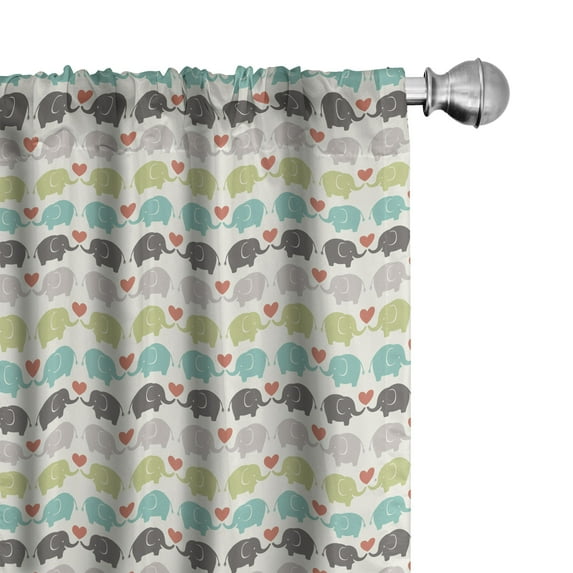 Ambesonne Cartoon Curtains, Elephants Love Adornment, Pair of 28"x63", Multicolor