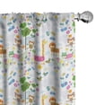 thumbnail image 1 of Ambesonne Cartoon Curtains, Floral Funny Animals, Pair of 28"x95", Multicolor, 1 of 5