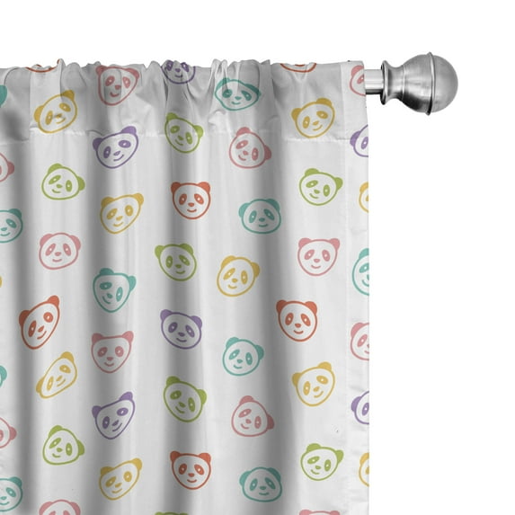 Ambesonne Cartoon Curtains, Funny Panda Bears Artwork, Pair of 28"x84", Multicolor