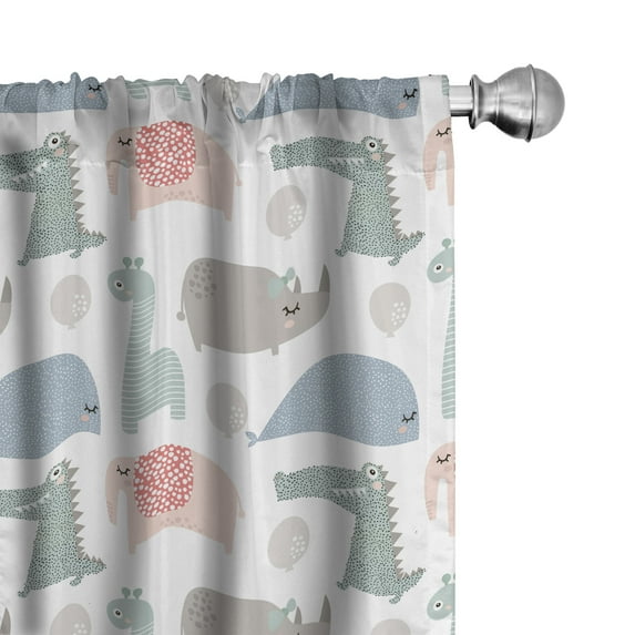 Ambesonne Cartoon Curtains, Party Animals Balloon, Pair of 28"x84", Multicolor