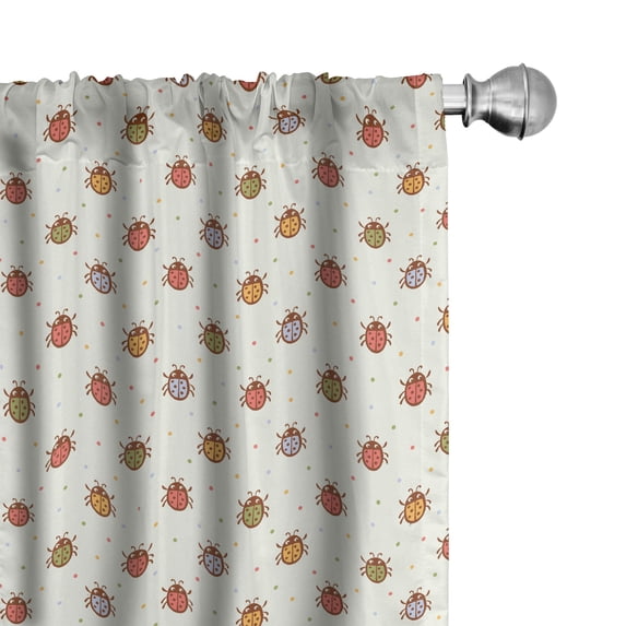 Ambesonne Cartoon Curtains, Pastel Colored Ladybugs, Pair of 28"x95", Multicolor