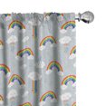 thumbnail image 1 of Ambesonne Cartoon Curtains, Rainbow Clouds Composition, Pair of 28"x84", Pale Grey and Multicolor, 1 of 5