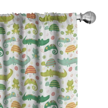Ambesonne Cartoon Curtains, Reptile Amphibian, Pair of 28"x84", Multicolor