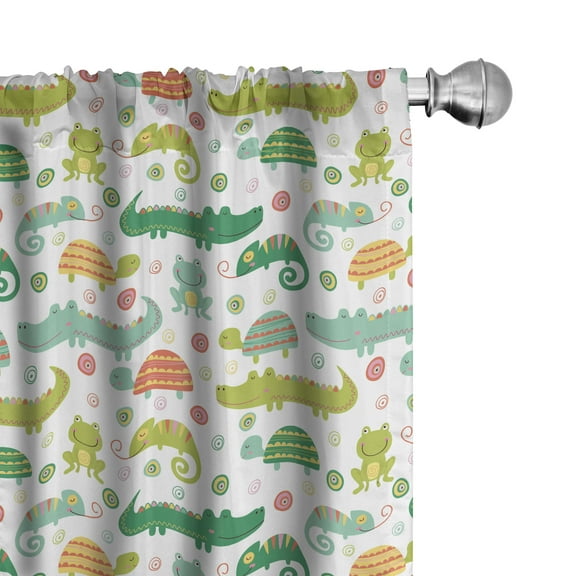 Ambesonne Cartoon Curtains, Reptile Amphibian, Pair of 28"x95", Multicolor
