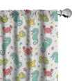 thumbnail image 1 of Ambesonne Cartoon Curtains, Seahorse Crabs Fish, Pair of 28"x95", Teal Mustard Dark Coral, 1 of 5