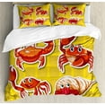 thumbnail image 1 of Ambesonne Cartoon Duvet Cover Set, 4 Different Crabs, Calking, Earth Yellow and Orange, 1 of 3