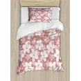 thumbnail image 1 of Ambesonne Cartoon Duvet Cover Set, Cherry Blossoms Petal, Twin, Dried Rose White Green, 1 of 3