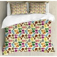 thumbnail image 1 of Ambesonne Cartoon Duvet Cover Set, Colorful Motorcycles, 2-Calking, Blue Yellow, 1 of 6