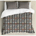 thumbnail image 1 of Ambesonne Cartoon Duvet Cover Set, Doodle Cat Lover Pattern, 2-Calking, Grey and Multicolor, 1 of 3