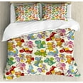 thumbnail image 1 of Ambesonne Cartoon Duvet Cover Set, Happy Dinasours, 2-Calking, Multicolor, 1 of 3