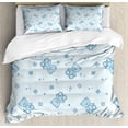 thumbnail image 1 of Ambesonne Cartoon Duvet Cover Set, Teddy Bear Letters, 2-Calking, Pale Blue Aqua, 1 of 6