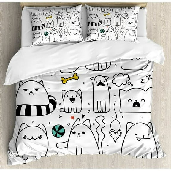 Ambesonne Cartoon Duvet Cover Set