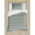 thumbnail image 1 of Ambesonne Cartoon Duvet Cover Sets, Continuous Tiger Art, 2-Twin, Burnt Sienna and Pale Teal, 1 of 3
