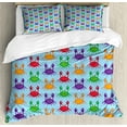 thumbnail image 1 of Ambesonne Cartoon Duvet Cover Sets, Crabs on Blue Backdrop, 2-King, Multicolor, 1 of 7