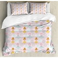 thumbnail image 1 of Ambesonne Cartoon Duvet Cover Sets, Dolls and Hearts in Shapes, 2-Queen, Rose Multicolor, 1 of 6