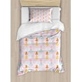 thumbnail image 1 of Ambesonne Cartoon Duvet Cover Sets, Dolls and Hearts in Shapes, 2-Twin, Rose Multicolor, 1 of 4
