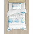 thumbnail image 1 of Ambesonne Cartoon Duvet Cover Sets, Fluffy Clouds, 2-Twin, Blue White, 1 of 4