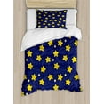thumbnail image 1 of Ambesonne Cartoon Duvet Cover Sets, Happy Night Stars, 2-Twin, Indigo and Yellow, 1 of 4