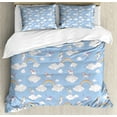 thumbnail image 1 of Ambesonne Cartoon Duvet Cover Sets, Mythical Creatures Jump, 2-King, Sky Blue Multicolor, 1 of 3